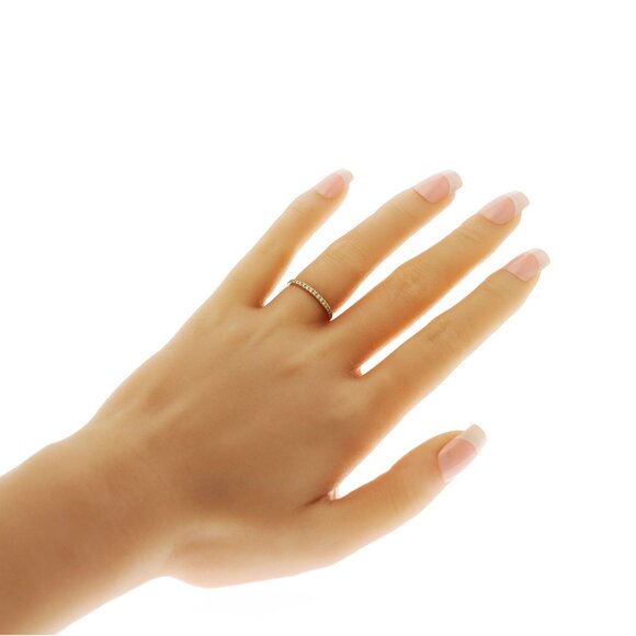 0.26 CT Natural Diamond 14K Yellow Gold Wedding 3/4 Band Ring Size 5 - Picture 2 of 6